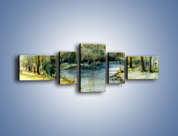 Obraz na płótnie – Postój nad rzeką – pięcioczęściowy GR578W6