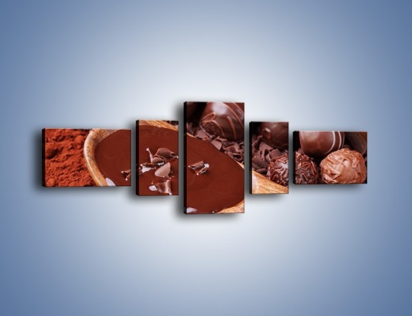 Obraz na płótnie – Praliny w płynącej czekoladzie – pięcioczęściowy JN018W6