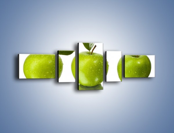 Obraz na płótnie – Świeżo umyte zielone jabłka – pięcioczęściowy JN047W6