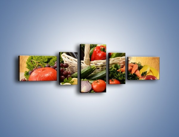Obraz na płótnie – Kosz pełen warzywnych witamin – pięcioczęściowy JN081W6