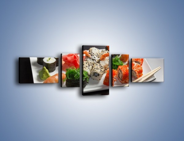 Obraz na płótnie – Kuchnia azjatycka na półmisku – pięcioczęściowy JN295W6