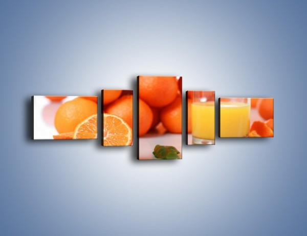 Obraz na płótnie – Szklanka soku pomarańczowego – pięcioczęściowy JN301W6