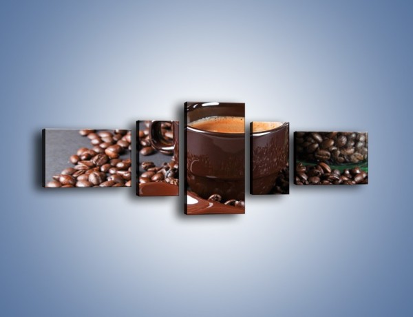 Obraz na płótnie – Kawa w ciemnej filiżance – pięcioczęściowy JN348W6