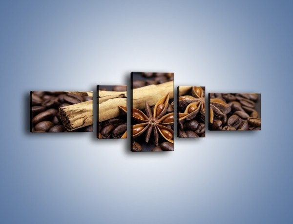 Obraz na płótnie – Ziarna kawy z goździkami – pięcioczęściowy JN351W6