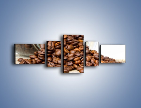 Obraz na płótnie – Ziarna kawy w słoiku – pięcioczęściowy JN368W6