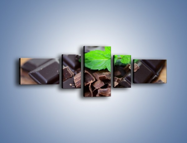 Obraz na płótnie – Połamana czekolada z miętą – pięcioczęściowy JN442W6