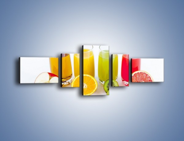 Obraz na płótnie – Świeże soki dla dzieci z owoców – pięcioczęściowy JN579W6
