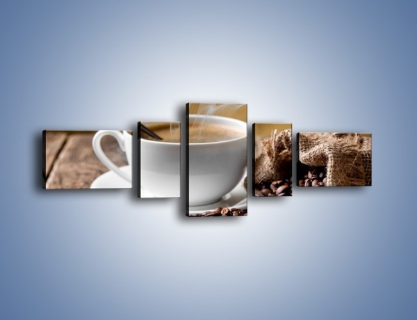 Obraz na płótnie – Filiżanka kawy z małą łyżeczką – pięcioczęściowy JN598W6