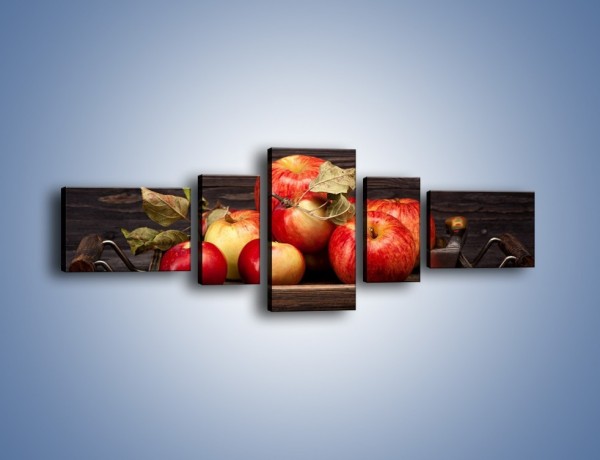 Obraz na płótnie – Dojrzałe jabłka na stole – pięcioczęściowy JN653W6