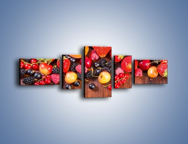 Obraz na płótnie – Stół do polowy wypełniony owocami – pięcioczęściowy JN721W6
