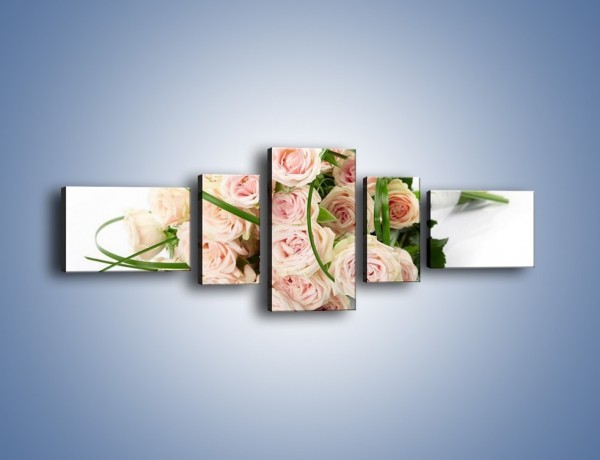 Obraz na płótnie – Wiązanka delikatnie różowych róż – pięcioczęściowy K012W6