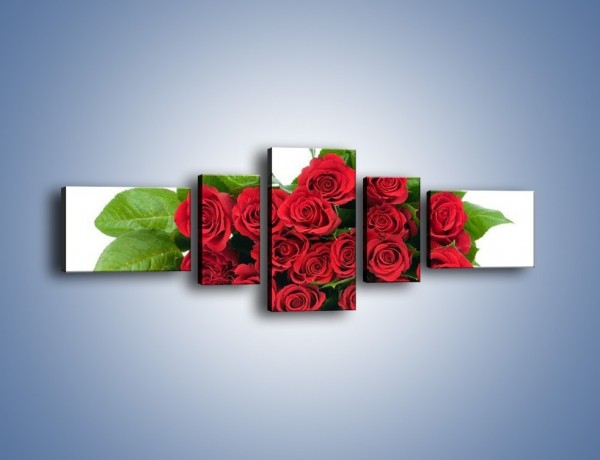 Obraz na płótnie – Idealna wiązanka czerwonych róż – pięcioczęściowy K018W6