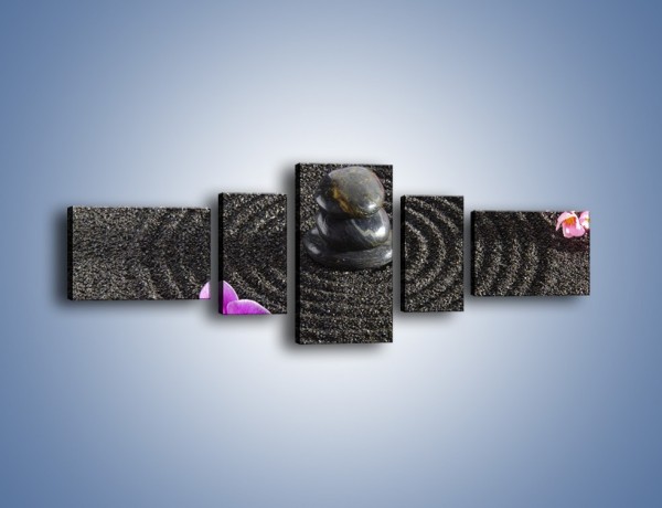 Obraz na płótnie – Storczyki w czarnym piasku – pięcioczęściowy K644W6