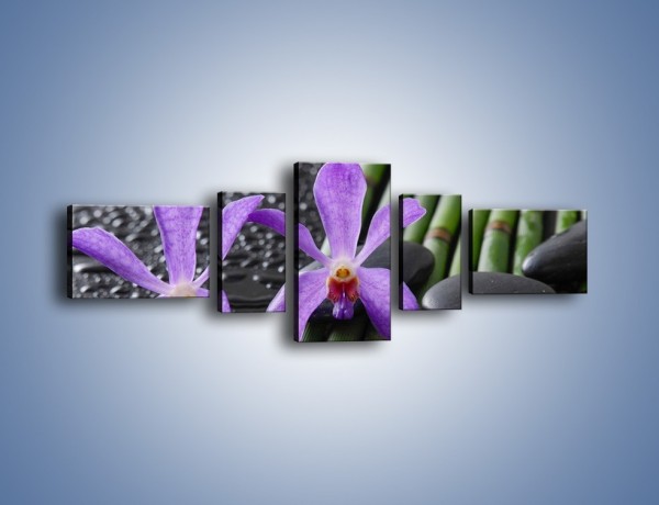 Obraz na płótnie – Mokre fiolety i kwiaty – pięcioczęściowy K880W6