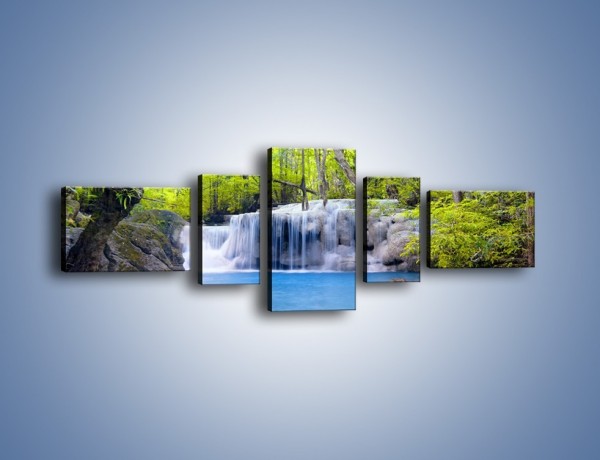 Obraz na płótnie – Mały leśny wodospad – pięcioczęściowy KN057W6
