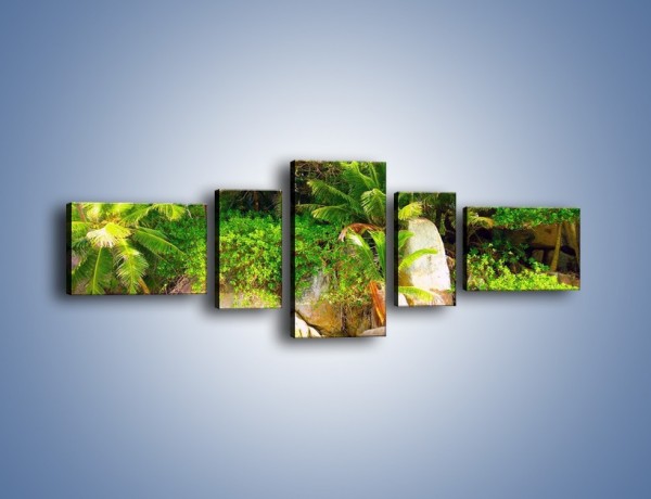 Obraz na płótnie – Ściana tropikalnych drzew – pięcioczęściowy KN086W6