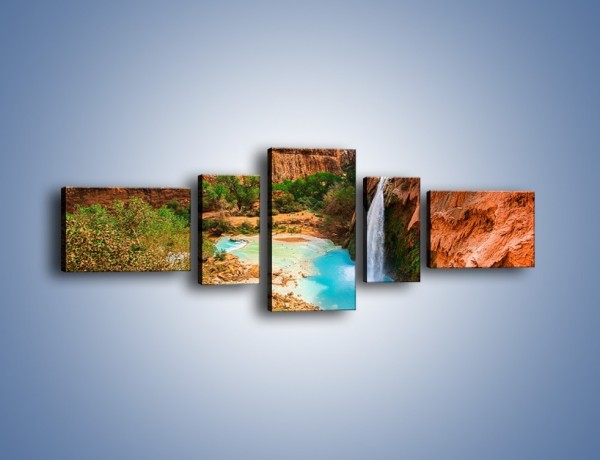 Obraz na płótnie – Kanion z błękitną wodą – pięcioczęściowy KN1076W6