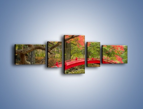 Obraz na płótnie – Czerwony most czy czerwone drzewo – pięcioczęściowy KN1122AW6