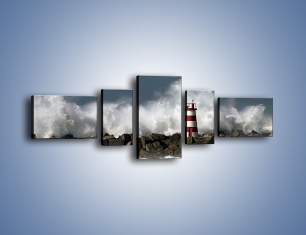 Obraz na płótnie – Latarnia morska w sztormie – pięcioczęściowy KN626W6