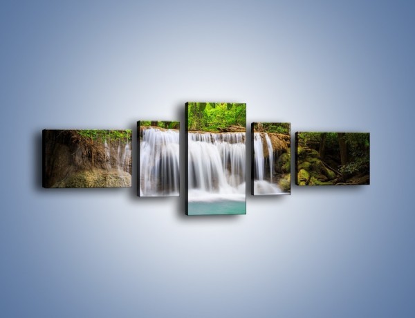 Obraz na płótnie – Piękno leśnego wodospadu – pięcioczęściowy KN894W6
