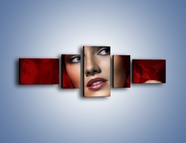 Obraz na płótnie – Kobieta w czerwieni – pięcioczęściowy L187W6