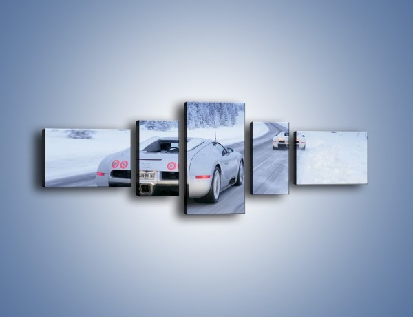Obraz na płótnie – Bugatti Veyron w śniegu – pięcioczęściowy TM134W6