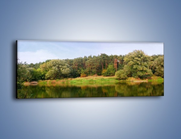 Obraz na płótnie – Las nad brzegiem wody – jednoczęściowy panoramiczny KN397