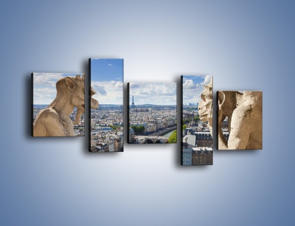 Obraz na płótnie – Kamienne gargulce nad Paryżem – pięcioczęściowy AM037W7