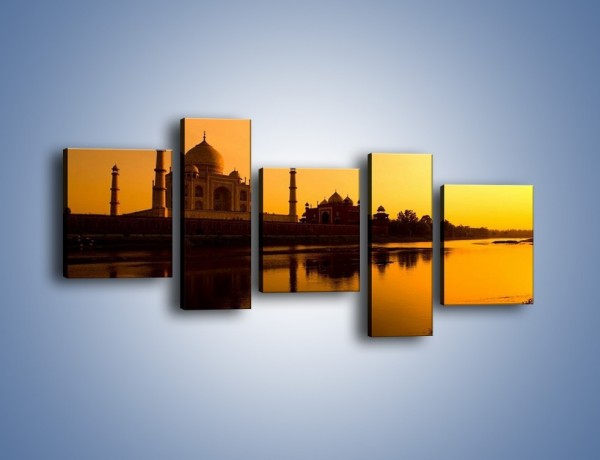 Obraz na płótnie – Taj Mahal o zachodzie słońca – pięcioczęściowy AM075W7