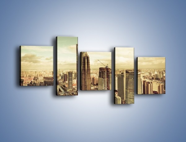 Obraz na płótnie – Panorama miasta w ciągu dnia – pięcioczęściowy AM128W7