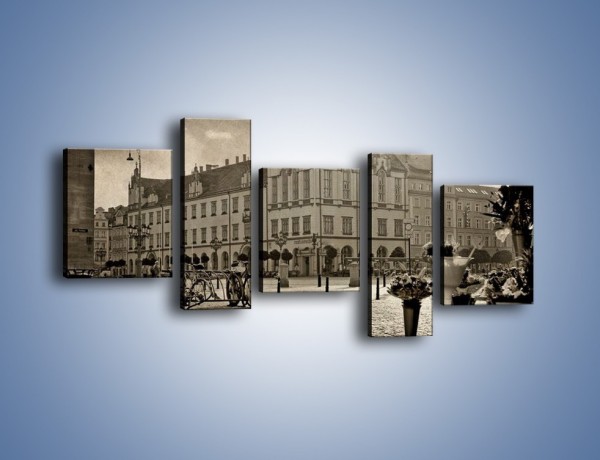 Obraz na płótnie – Rynek Starego Miasta w stylu vintage – pięcioczęściowy AM138W7
