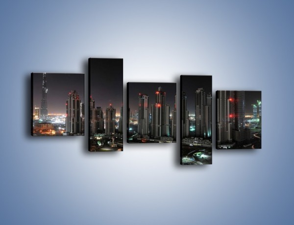 Obraz na płótnie – Panorama Dubaju nocą – pięcioczęściowy AM185W7