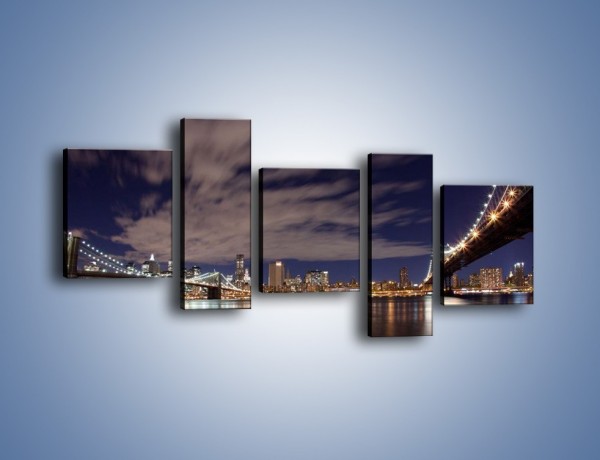 Obraz na płótnie – Rozświetlone nowojorskie mosty – pięcioczęściowy AM204W7