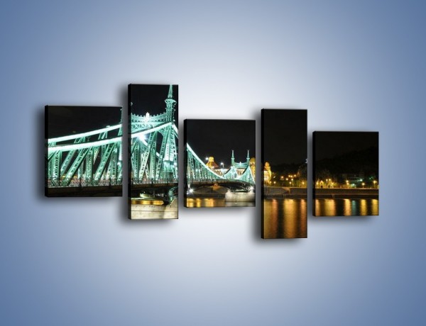 Obraz na płótnie – Oświetlony most w nocy – pięcioczęściowy AM208W7