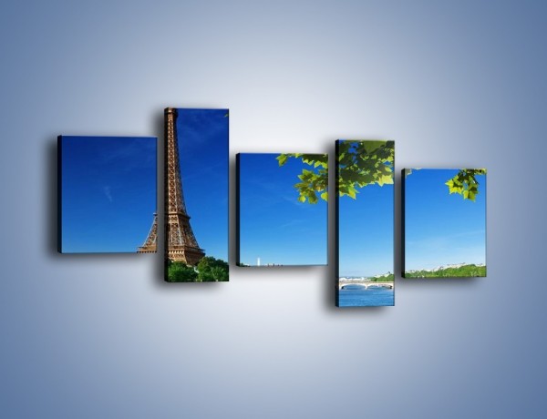 Obraz na płótnie – Wieża Eiffla w piękny dzień – pięcioczęściowy AM304W7