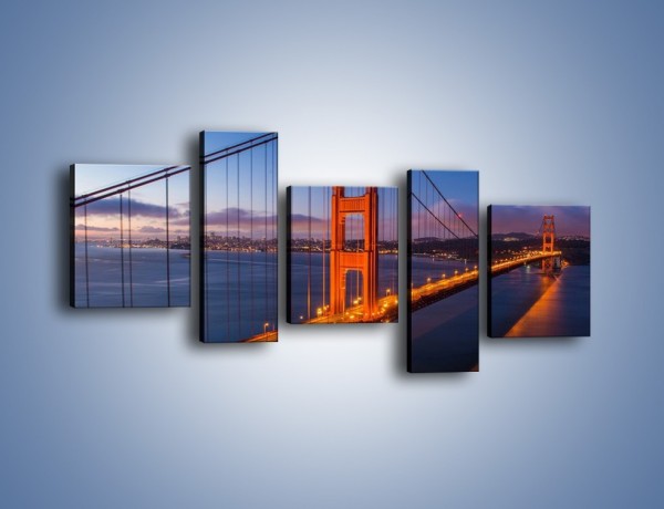 Obraz na płótnie – Rozświetlony most Golden Gate – pięcioczęściowy AM360W7