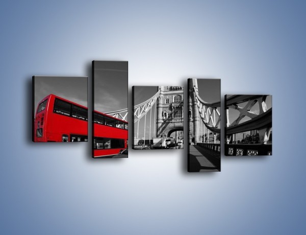 Obraz na płótnie – Tower Bridge i czerwony autobus – pięcioczęściowy AM394W7