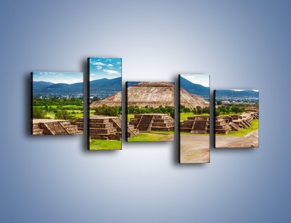 Obraz na płótnie – Piramida Słońca w Meksyku – pięcioczęściowy AM450W7