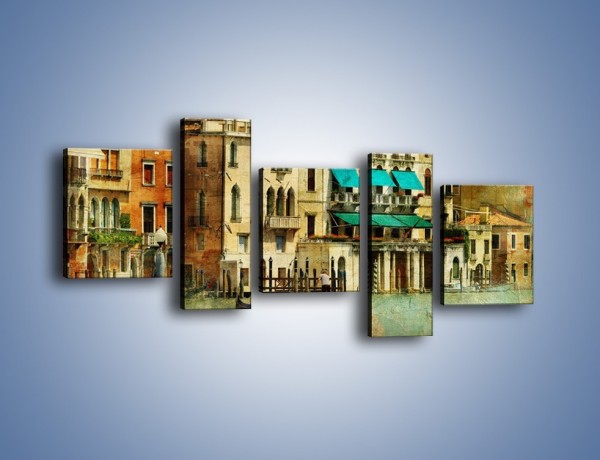 Obraz na płótnie – Weneckie domy w stylu vintage – pięcioczęściowy AM459W7