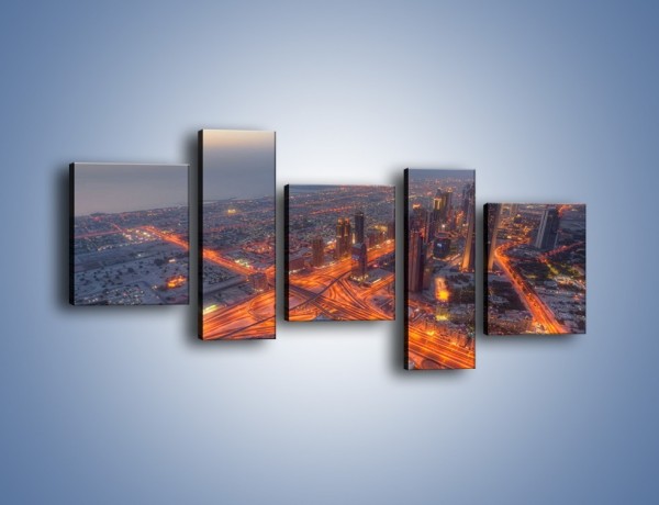 Obraz na płótnie – Panorama Dubaju o poranku – pięcioczęściowy AM538W7