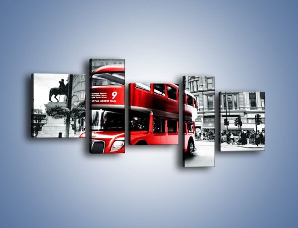 Obraz na płótnie – Czerwony bus w Londynie – pięcioczęściowy AM540W7