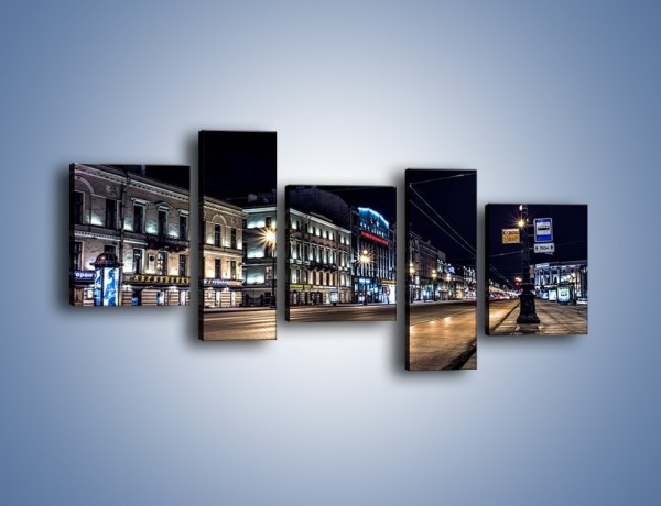 Obraz na płótnie – Ulica w Petersburgu nocą – pięcioczęściowy AM544W7