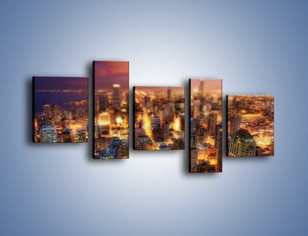 Obraz na płótnie – Rozmyta panorama Chicago – pięcioczęściowy AM562W7