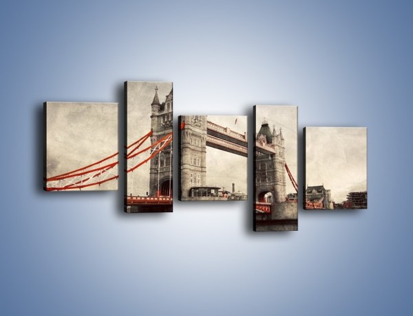 Obraz na płótnie – Tower Bridge w stylu vintage – pięcioczęściowy AM668W7