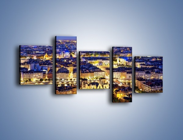 Obraz na płótnie – Nocna panorama Lyonu – pięcioczęściowy AM707W7