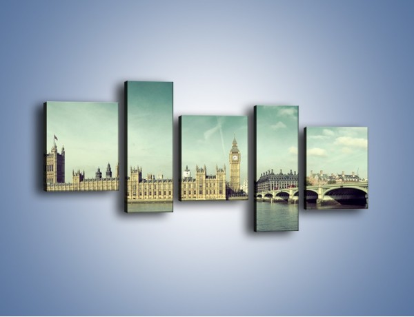Obraz na płótnie – Panorama Pałacu Westminsterskiego – pięcioczęściowy AM758W7
