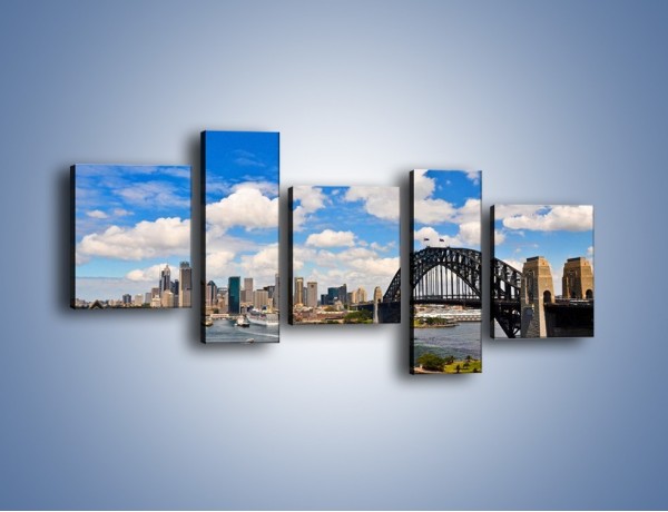 Obraz na płótnie – Panorama Sydney w pochmurny dzień – pięcioczęściowy AM784W7