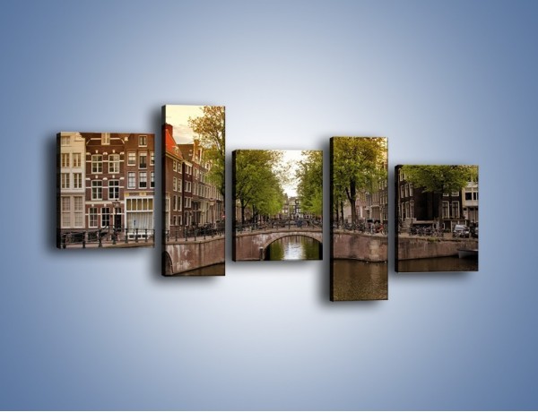Obraz na płótnie – Amsterdamski kanał – pięcioczęściowy AM800W7