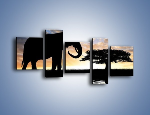 Obraz na płótnie – Samotność wśród słoni – pięcioczęściowy GR317W7
