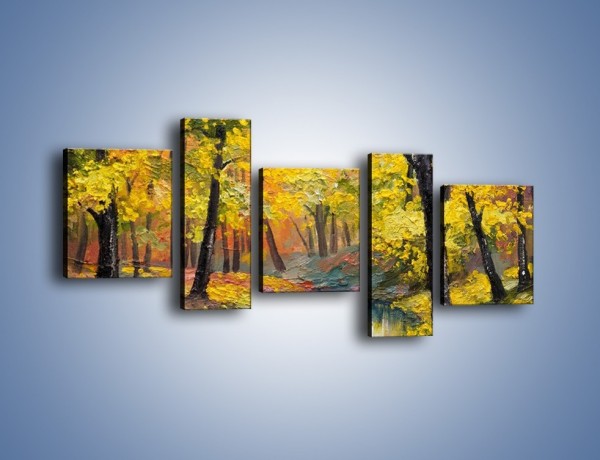 Obraz na płótnie – Jesienną pora w lesie – pięcioczęściowy GR434W7